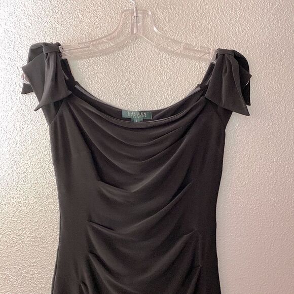 Lauren Ralph Lauren Dresses & Skirts - LAUREN Ralph Lauren Wide neckline bow details on shoulders ruching black dress